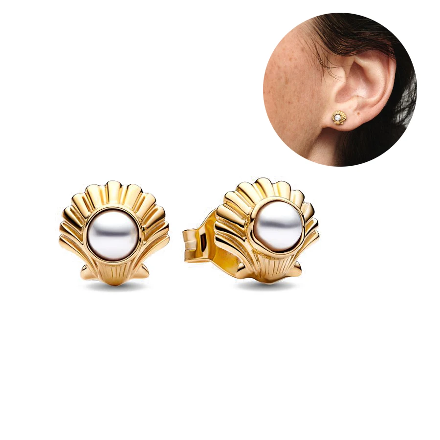 Hot Sell 925 Silver Hoop Unlimited Love Shell Flowers Gold Round Heart Pendant Earrings For Women DIY Jewelry