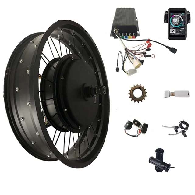 72v/96v 5000w Hub Motor Wheel 20 26 Inch 4.0 Fat Tyre Rear Wheel Kit Tire with Sabvoton Sinewave 100A Controller