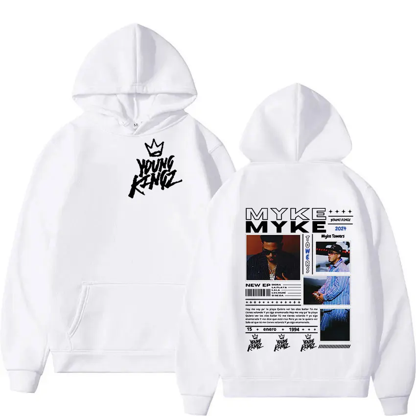 Rapper Myke Towers Graphic Print Hoodie Men Women Hip Hop Fashion Pullover Sweatshirt Retro harajuku Oversized Hooded Streetwear