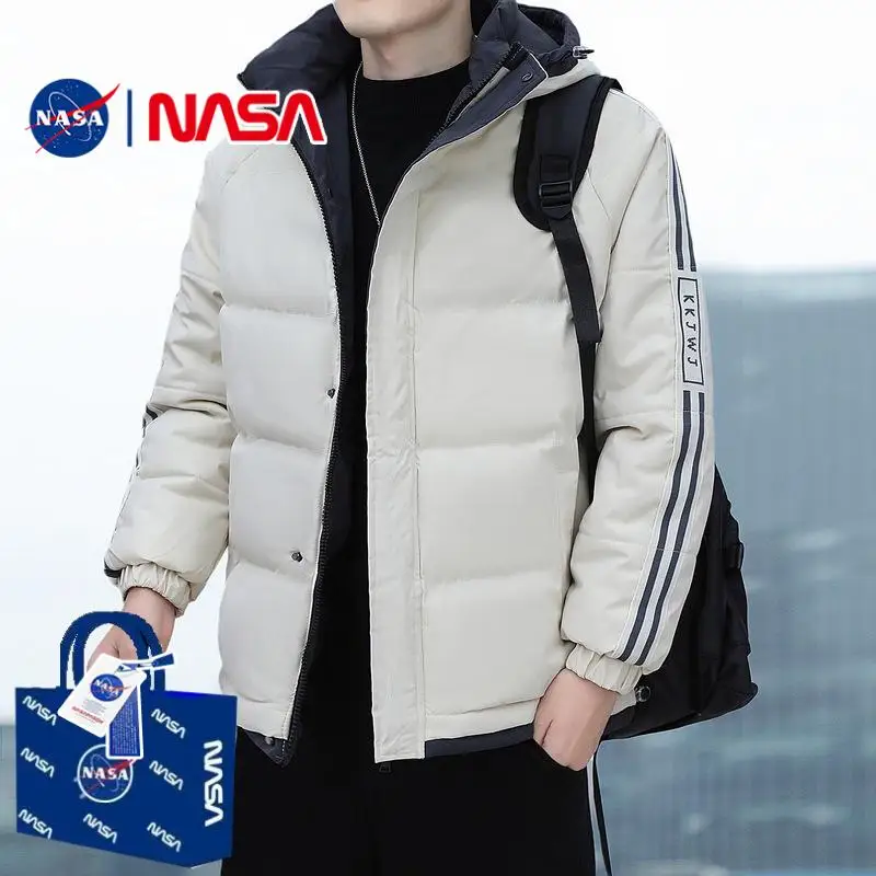 

Thiened Cotton Jaet Youth Winter Clothes Bread Sle Men's Cold Resistance Warmth Outerwear Long Zipper Side ket