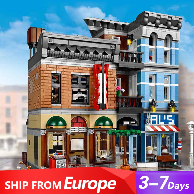 Detective Office House Buildings Sets City Apartment street view Architecture Model MOC 10246 15011 Buildings Blocks Kids Gift