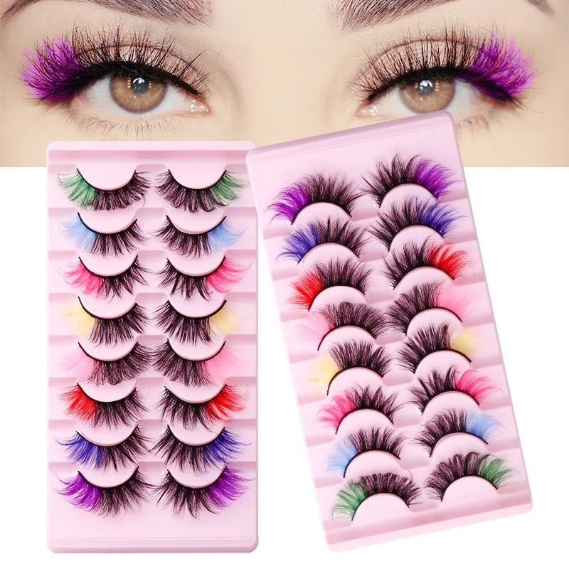 8 Pares de Cílios Postiços Coloridos, Hipoalergênicos e Vibrantes para Cosplay e Glamour do Dia a Dia, Presente Perfeito para Mulheres