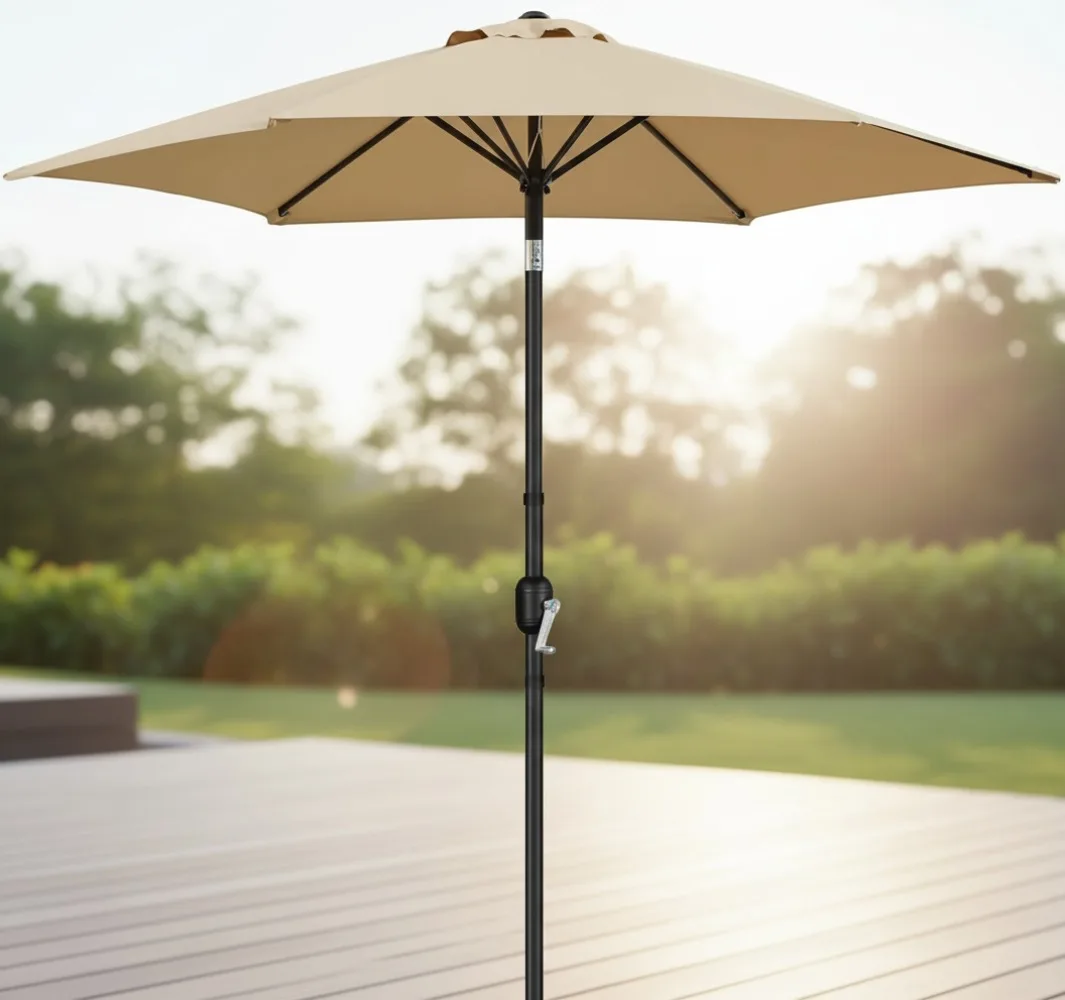 9FT Outdoor Patio Umbrella with Push Button Tilt & Crank, UV Protection Waterproof Sun Shade for Garden, Deck, Pool Backyard