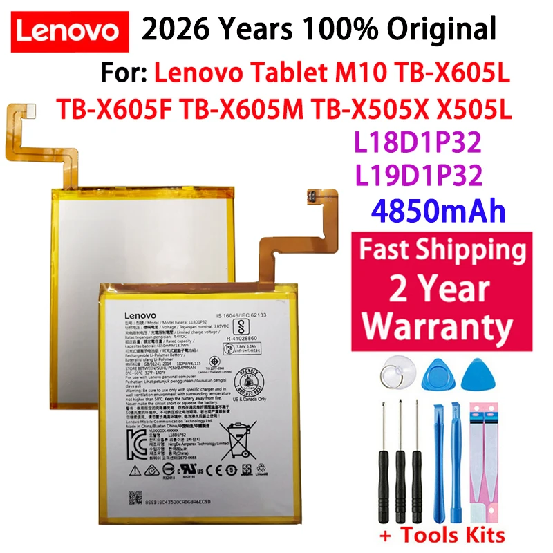 100% Original L19D1P32 L18D1P32 Battery For Lenovo Tab M10 TB-X505X X505L X505F TB-X605L TB-X605F TB-X605M Batteries Bateria image 5