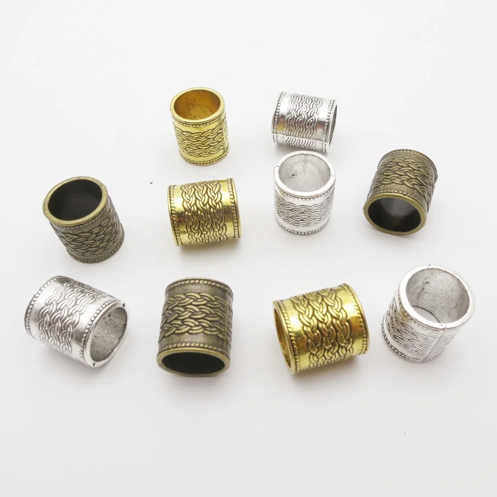 10Pcs/Pack Big Large Hole Alloy viking hair dread dreadlock beard beads tube for women men Hair Accessories
