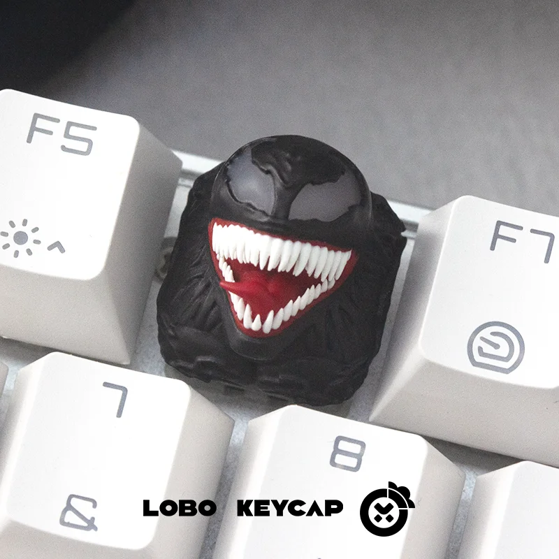 Venom Theme Creative Design Resin Art Translucent Keycaps Suitable for Mechanical Keyboard Collection Trendy Toy Keycaps Gifts