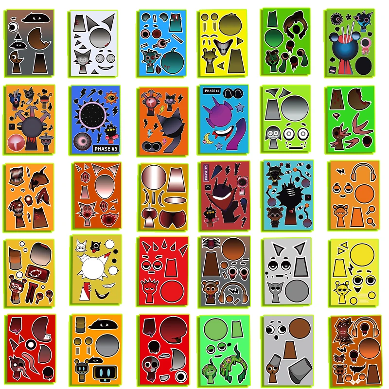 „Make a Face“-Aufkleber für Kinder, wasserfest, abnehmbare Aufkleber für Jungen und Mädchen in Wasserflaschen, Laptops, Telefone, Gitarrenkoffer