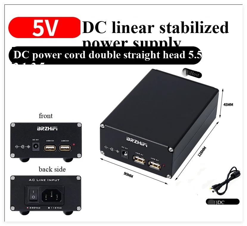 Alimentation linéaire Audio USB double 15W DC 5V, filtres CLC LT1086CT DC5521, CAS XMOS à faible bruit pour amplificateur de casque DAC