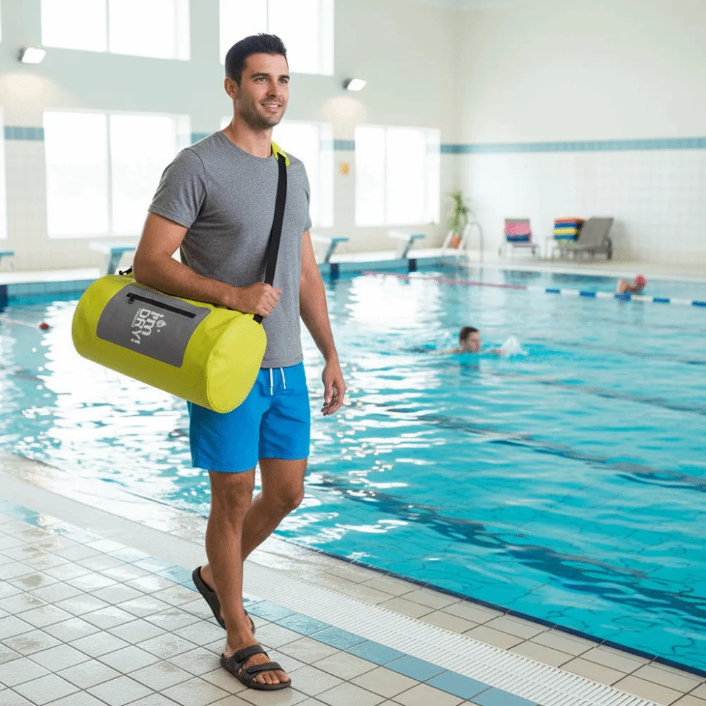 Bolsa seca impermeable de 10/15L, impermeable con correas para los hombros, bolsa tipo cubo para natación, mochila de playa plegable ligera, natación en la playa