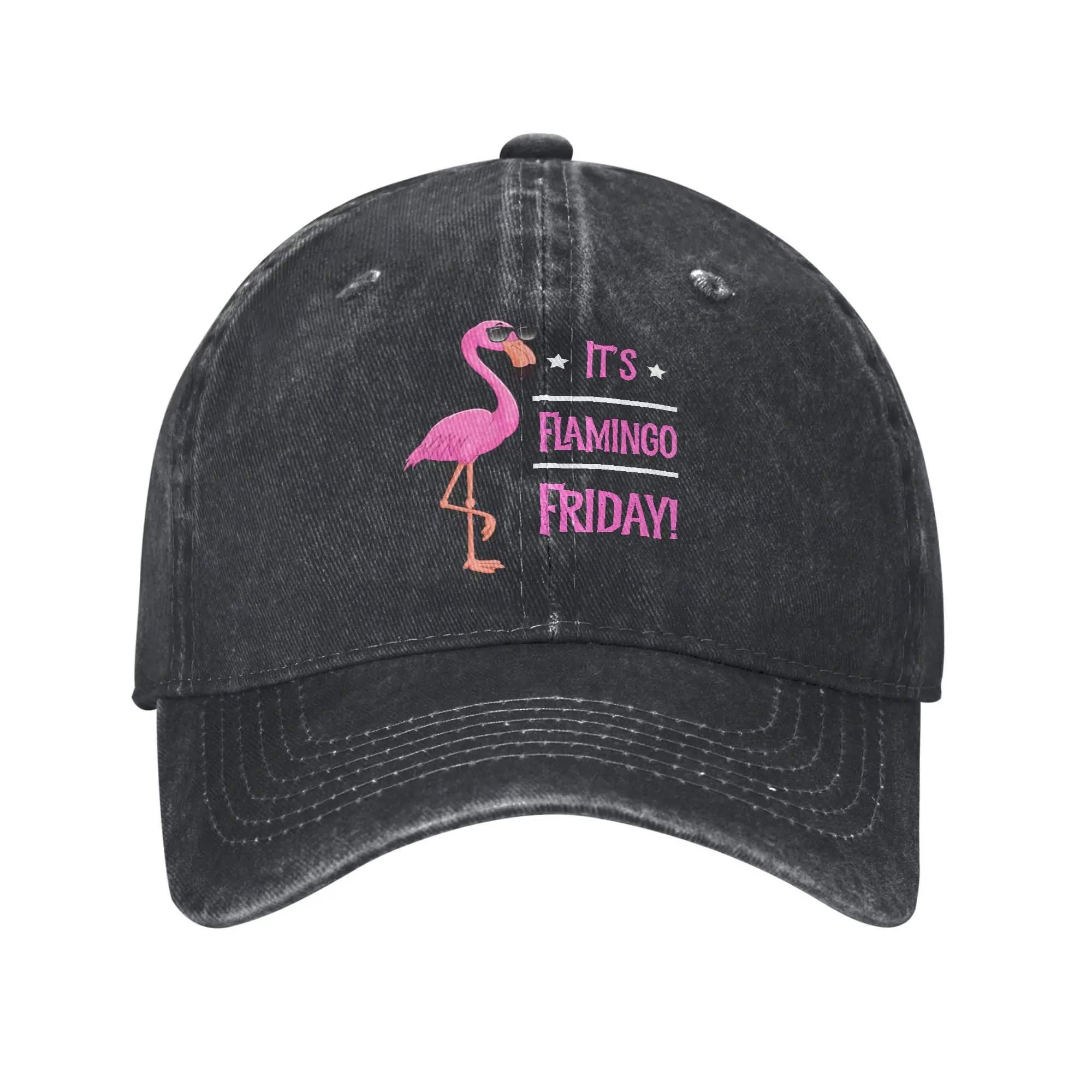 Classic Flamingo Friday Birds Wearing Glasses Baseball Caps for Men Women Distressed Cotton Headwear Outdoor Running Golf Cap