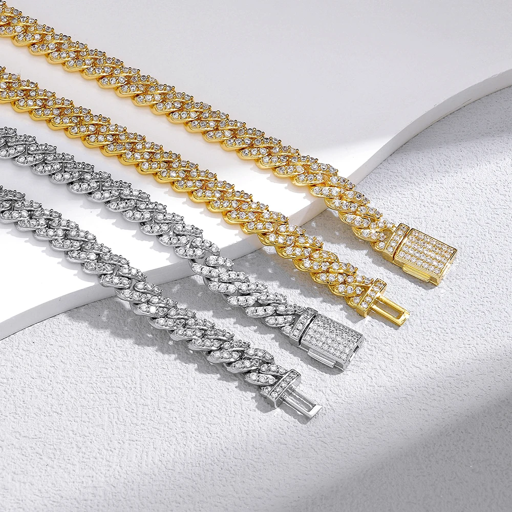 FLEXKING Kalung Rantai Kuba Mo - Moissanite Cuban Link Chain Iced Out ulasan dan harga