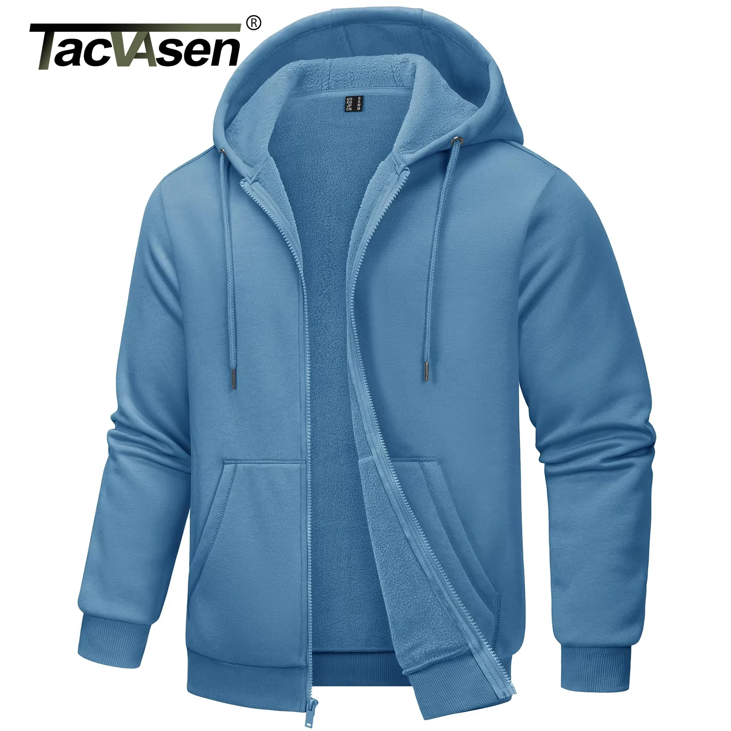 TACVASEN גדול כיסי בטנת צמר נים Mens סלעית מעילי מלא לרכוס מקרית קפוצ 'ון מעילי ספורטאי ריצה טיולים ספורט