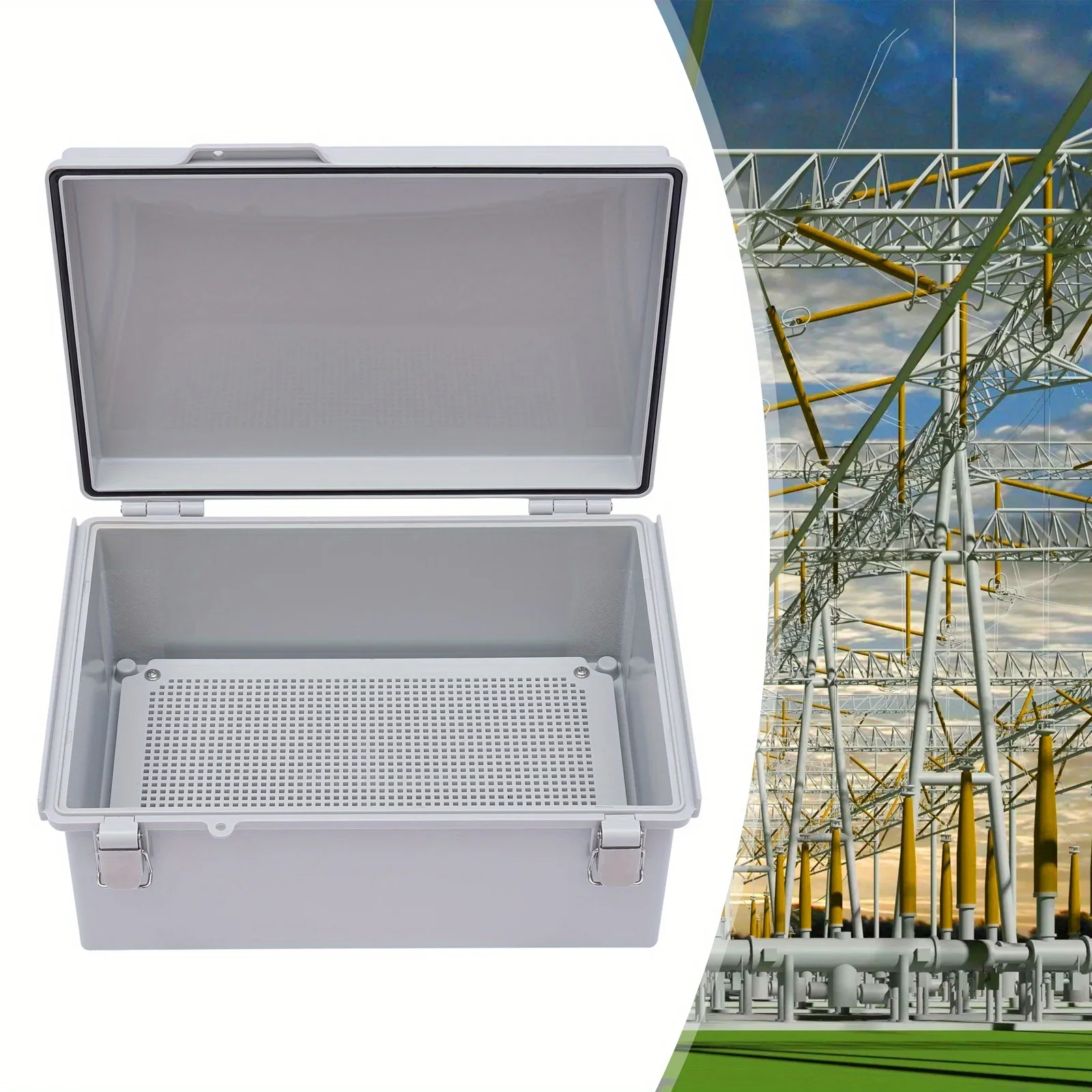 Caixa de distribuição de 13,8x9,8x5,9 polegadas - tampa cinza, caixa de junção