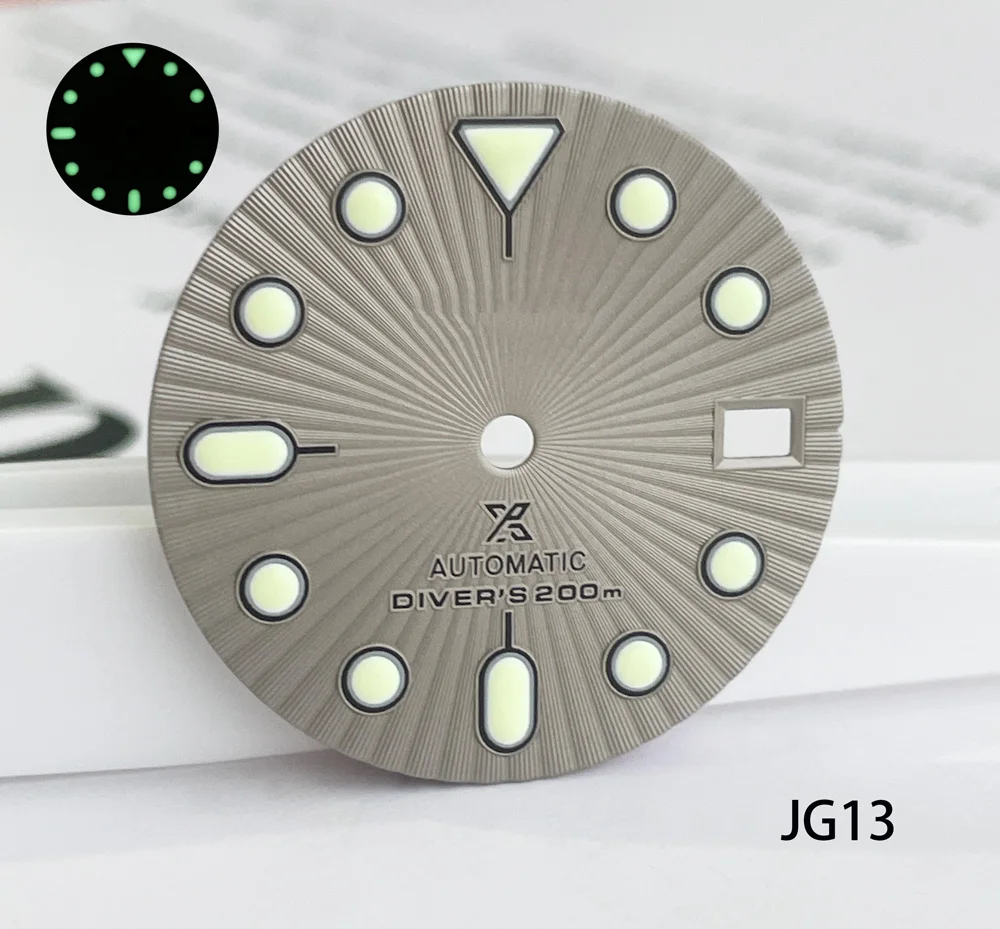 28.5mm striped surface raised luminous pattern, suitable for men's NH35 movement improved mechanical dial watch