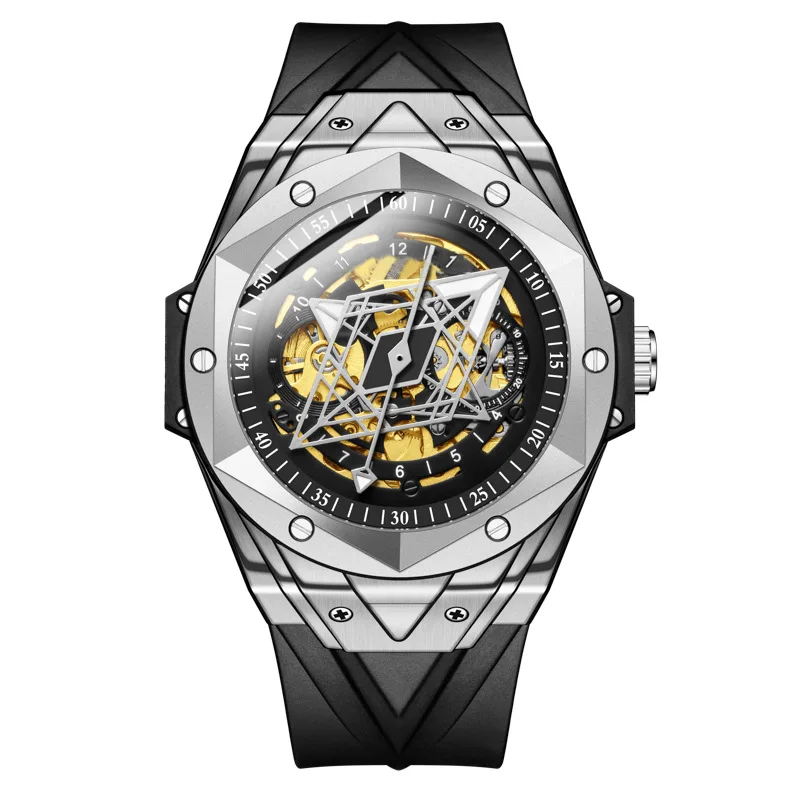 Fashion Men's Fully Automatic Mechanical Watch Silicone Waterproof Sports Watch