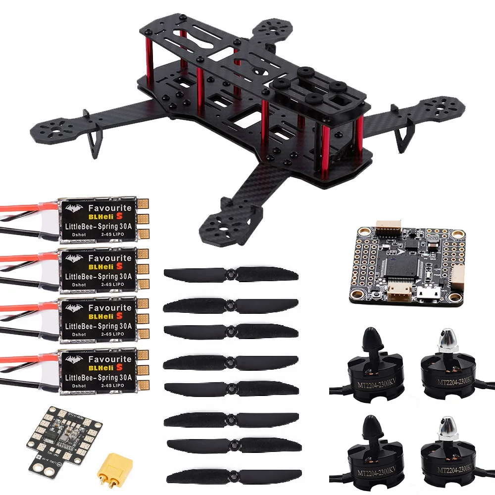 

QAV250 ZMR250 250mm Carbon Fiber Quadcopter & MT2204 2300KV Motor & LittleBee 20 / 30A ESC & F4 V3S Flight Controller