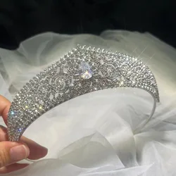 Luxury AAA Cubic Zircon Bridal Tiaras Crowns Crystal Headdress Rhinestone Pageant Diadem Bride Headband Wedding Hair Accessories