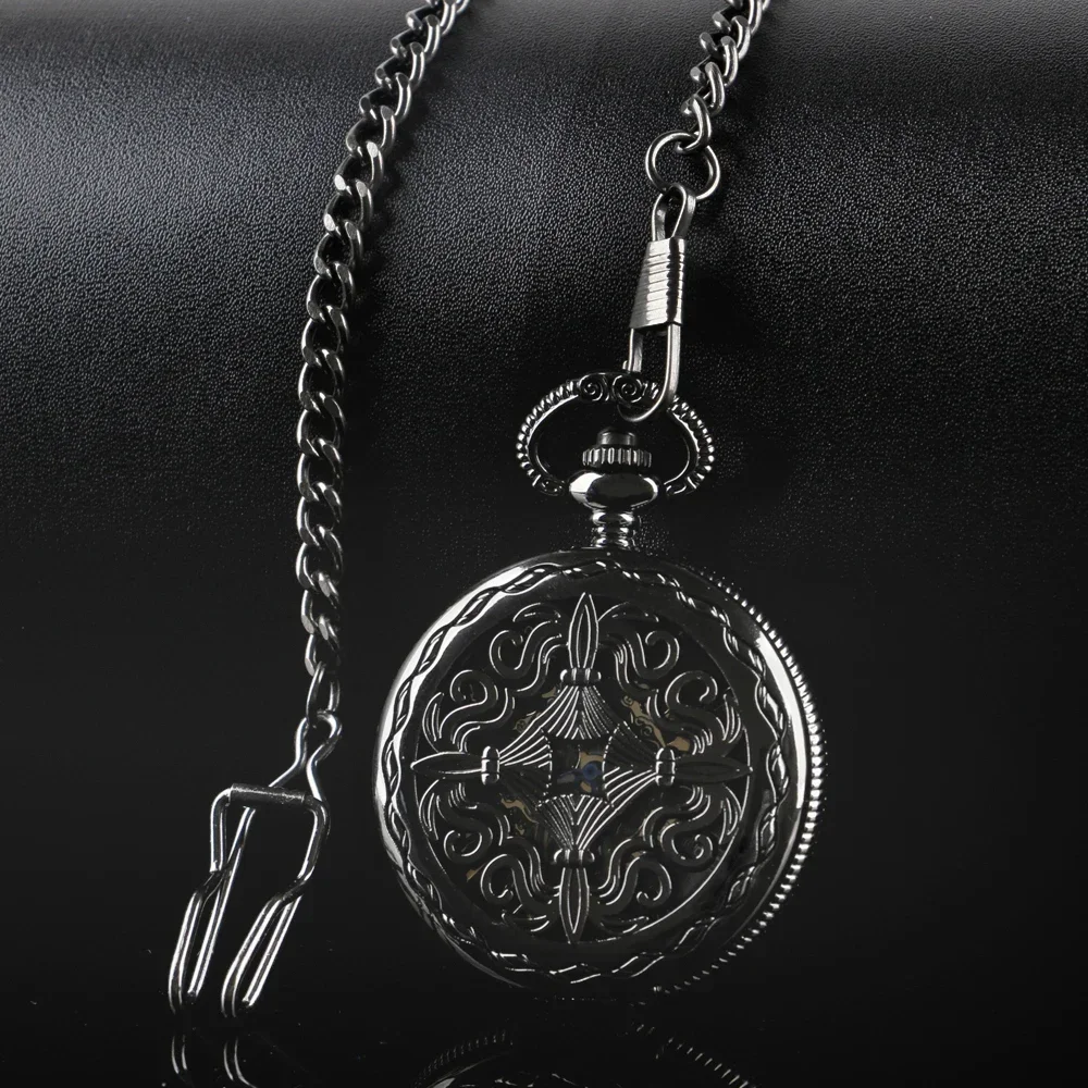 Vintage Hollow Pattern Manual Mechanical Pocket Watch Gentleman Antique Gifts Hand Winding Pocket Chain Clock