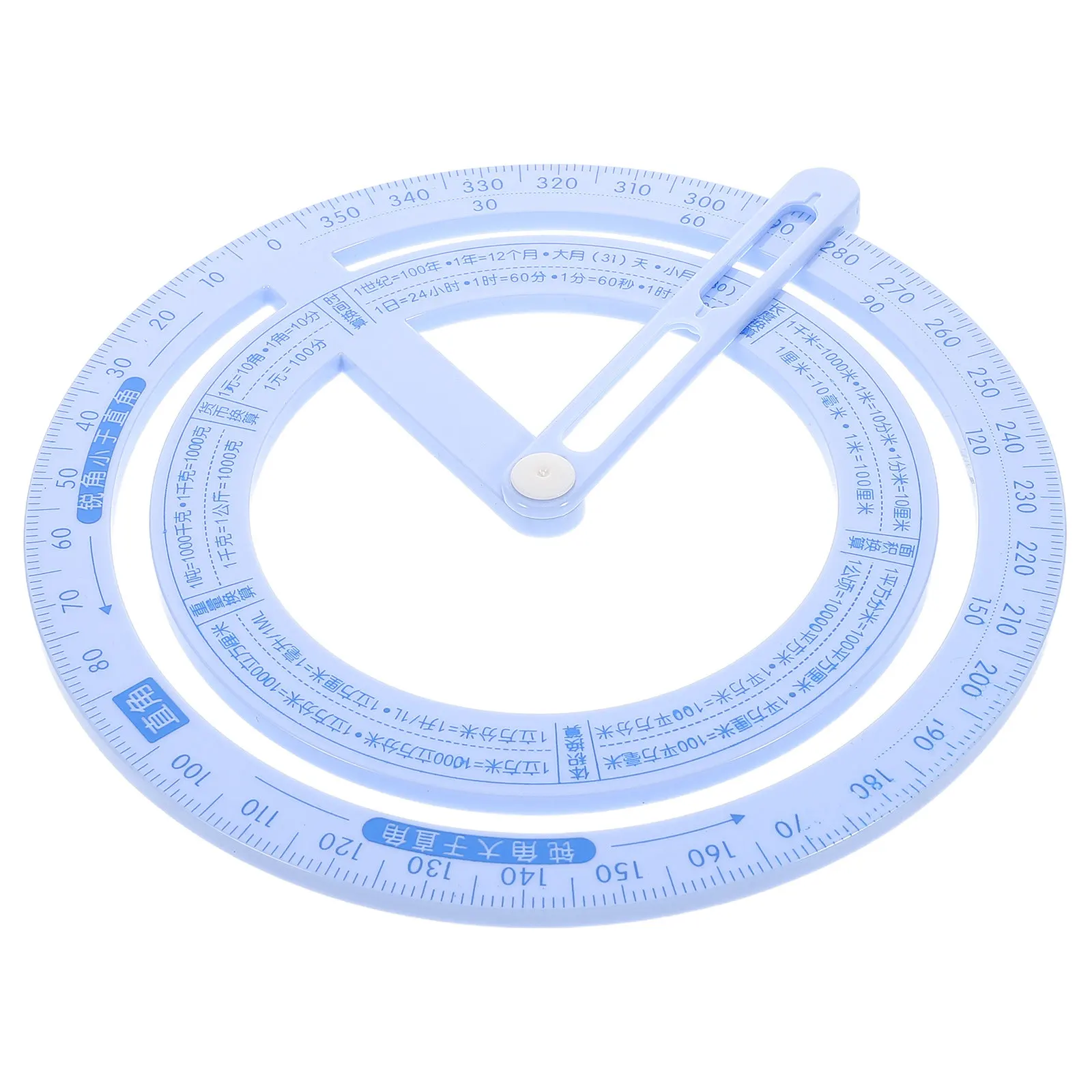 4Pcs Protractor with 360-Degree Rotating Needle Clear Plastic Angle Ruler for Accurate Measurement Drawing and Craft