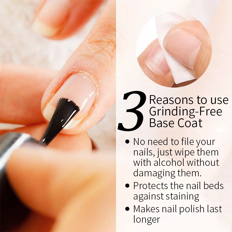 AWStorG 15ML Grinding-free Base Coat Gel Soak Off UV LED Gel Nail Polish Reinforcement Gel Semi Permanent Multifunction Gel Varn