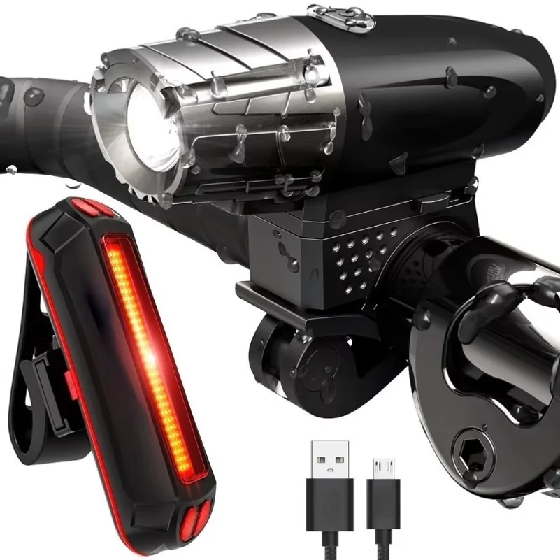 LED Bicycle Light 1000LM T6 USB Rechargeable Flashlight MTB Road Bike Accessories with Taillight