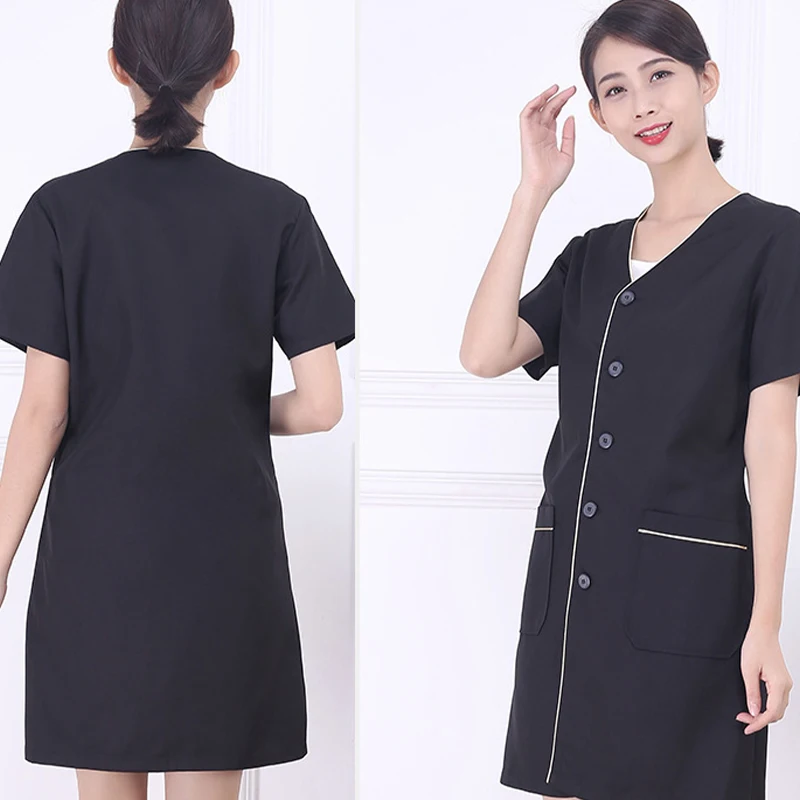 Beauty Salon Beautician Overalls Short Dress Beauty Uniform Spa Hotel Front Desk Salon Uniform Therapist Grooming Work Clothes