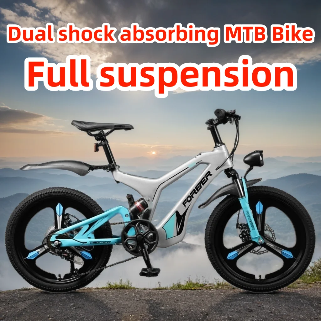 

magnesium alloy frame soft tail mountain bike full suspension dual disc brake variable speed MTB bicycle 20/22-inch 7 speed