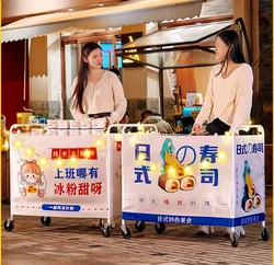 Ice Powder Stall Small Cart Foldable Table Night Market Ground Stall Special Hand Pushed Snack Cart Float Commercial Shelf