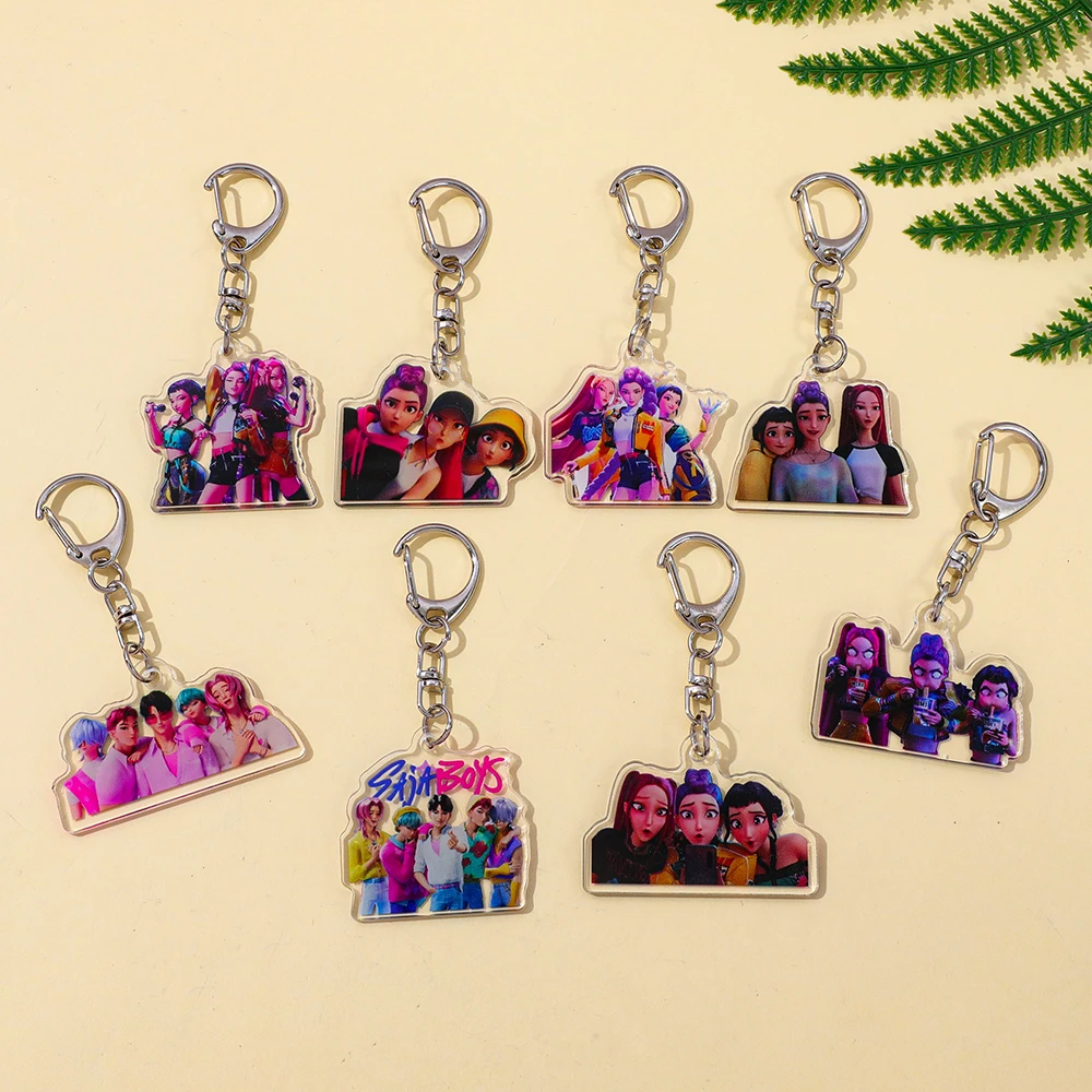 جديد ساجا بنين Kpop شيطان الصيادين هنتركس سر سلاسل المفاتيح اكسسوارات رومي زوي جينو ميرا حلقة رئيسية الاكريليك Keyrings المشجعين الهدايا #3