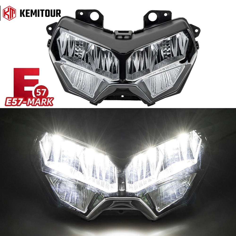 E-MARK LED Headlight Assembly for Kawasaki Z900 Z650 Z400 ZR1000 KLR650 H2 2019-2023 Motorcycle Front Lamp High/Low Beam