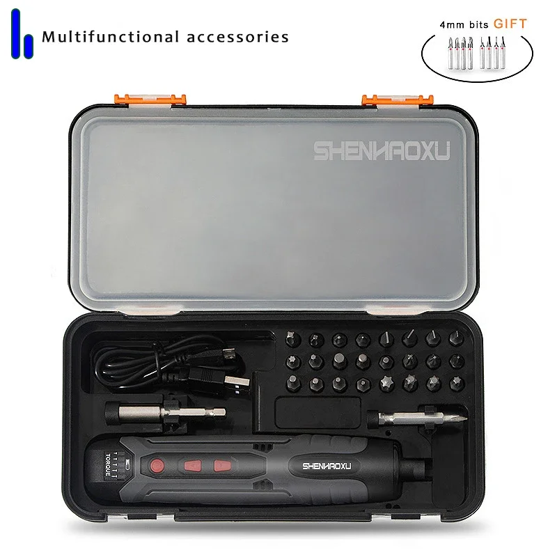 Cordless Elettrico Cacciaviti 34 Bit Set 4V Mini Trapano 5 Coppia di Controllo USB Manico Ricaricabile Con Tre LED strumento di potere