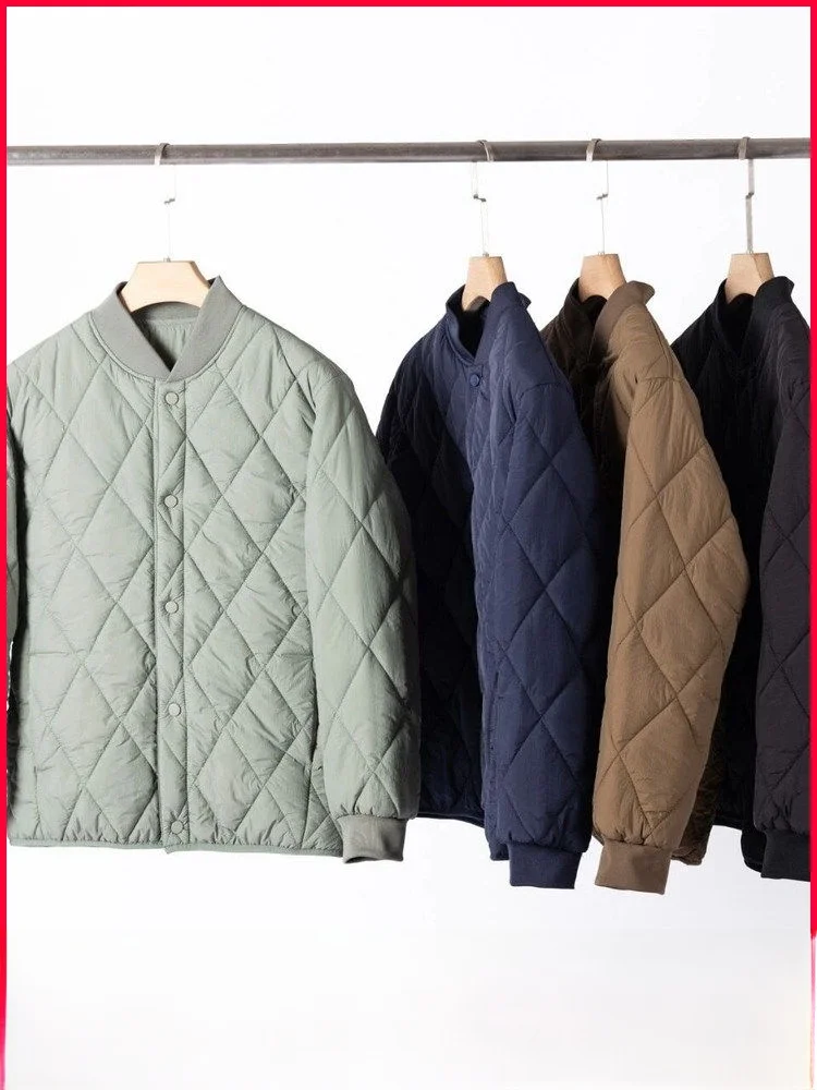 

Warmth Polyester Fleece Lined Diamond Stitched Baseball Collar Jacket Men's Fashion Outerwear Youth Popular Standard Fit Coat