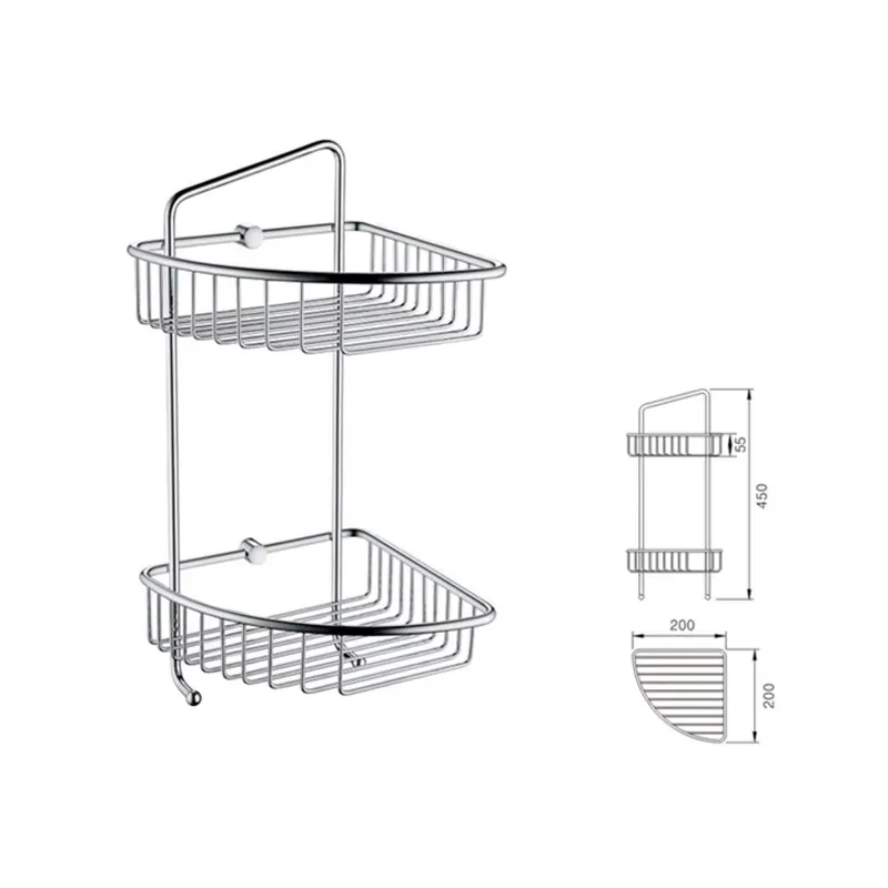 Good Sale Polished Bathroom Shampoo Shelf Country Modern Bathroom Shelf Storage Organizer Bathroom Basket