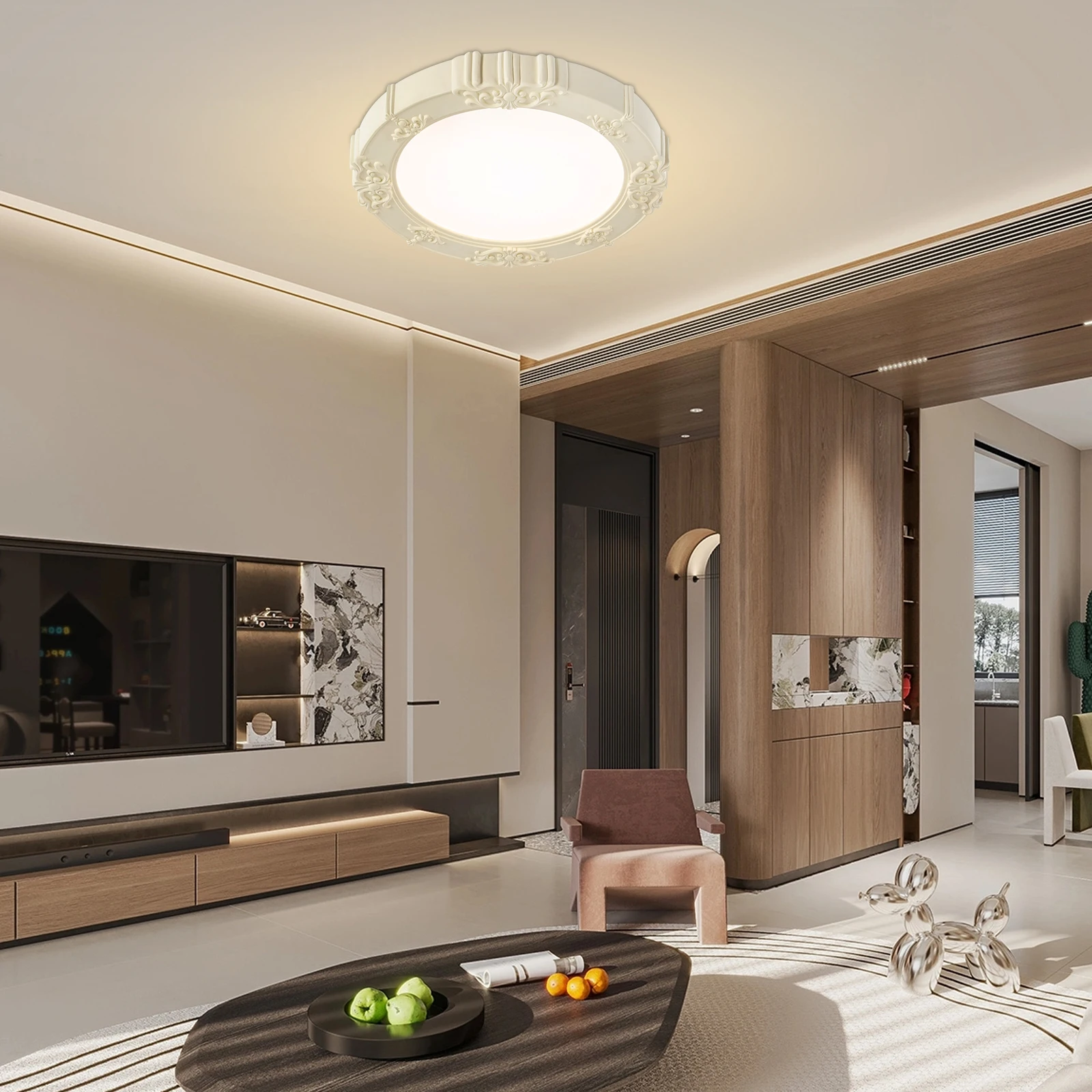 30W Round LED Ceiling Light, Tri-Color Adjustable (3000K-6000K), Modern Flush Mount Fixture for Living Room/Bedroom