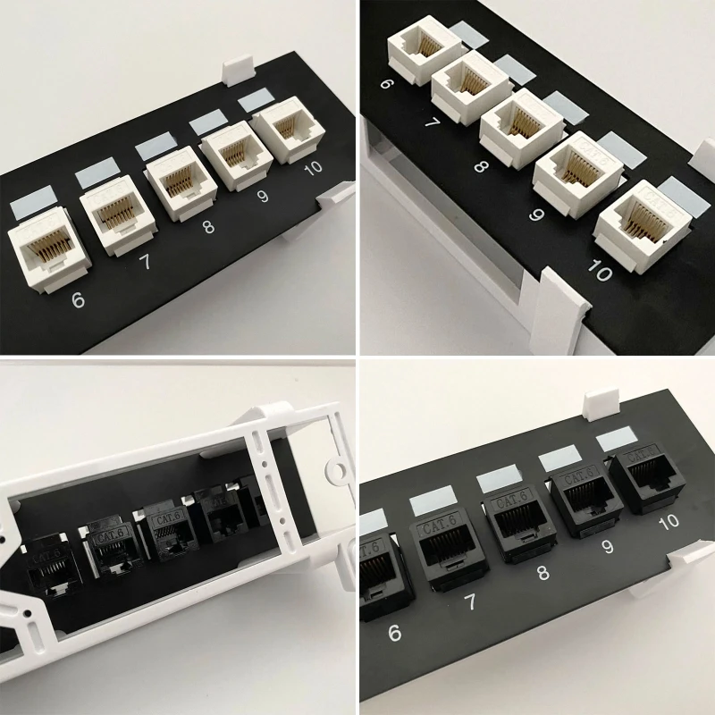 10 porta reta-através do painel de remendo cat6 rj45 cabo adaptador keystone jack ethernet distribuição quadro utp 19in