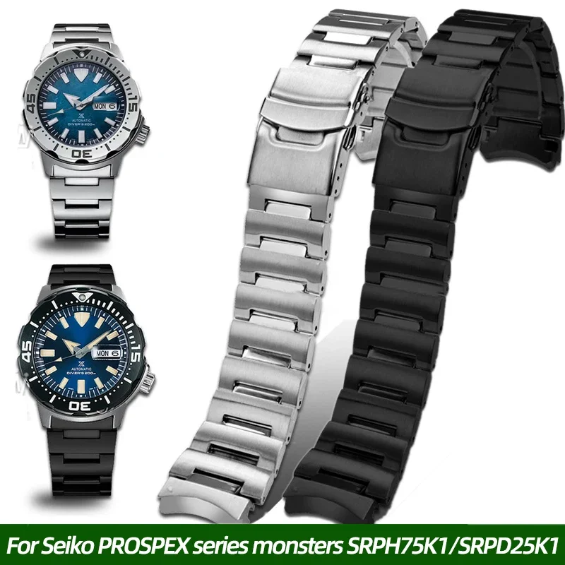 20mm Stainless Steel Strap for Adapted to Seiko PROSPEX Series Small Monsters SRPH75K1/SRPD25K1 Watch Men Watchband Black