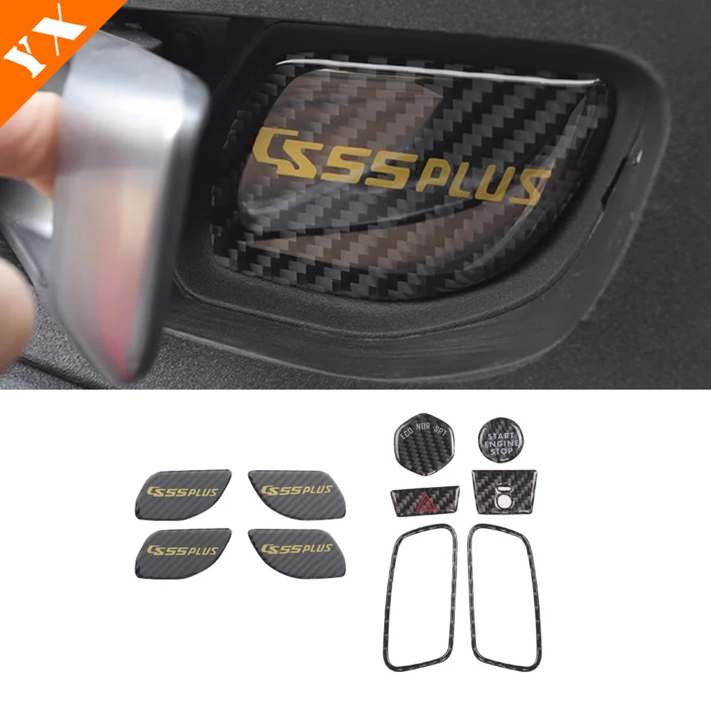 

For cs55 plus accessories cs55plus 2025 2024 Car Carbon Inner Door Handle ,Instrument Vent Frame,Central Control Button Sticker