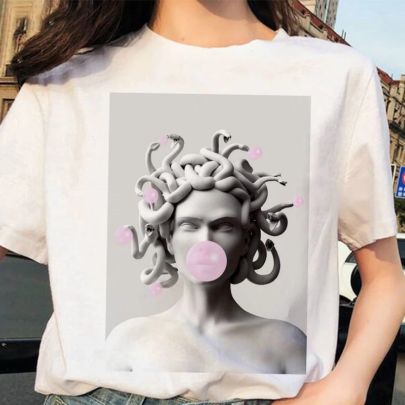 Women Snake Head Female Monster Medusa Printed T-shirt Summer Casual White Female Tshirt Harajuku Vintage Short sleeve T Shirt