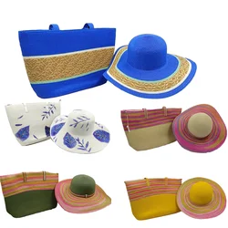 Summer straw hat suit crossbody bag colorful sun hat Panama outdoor beach men and women travel straw hat gorras