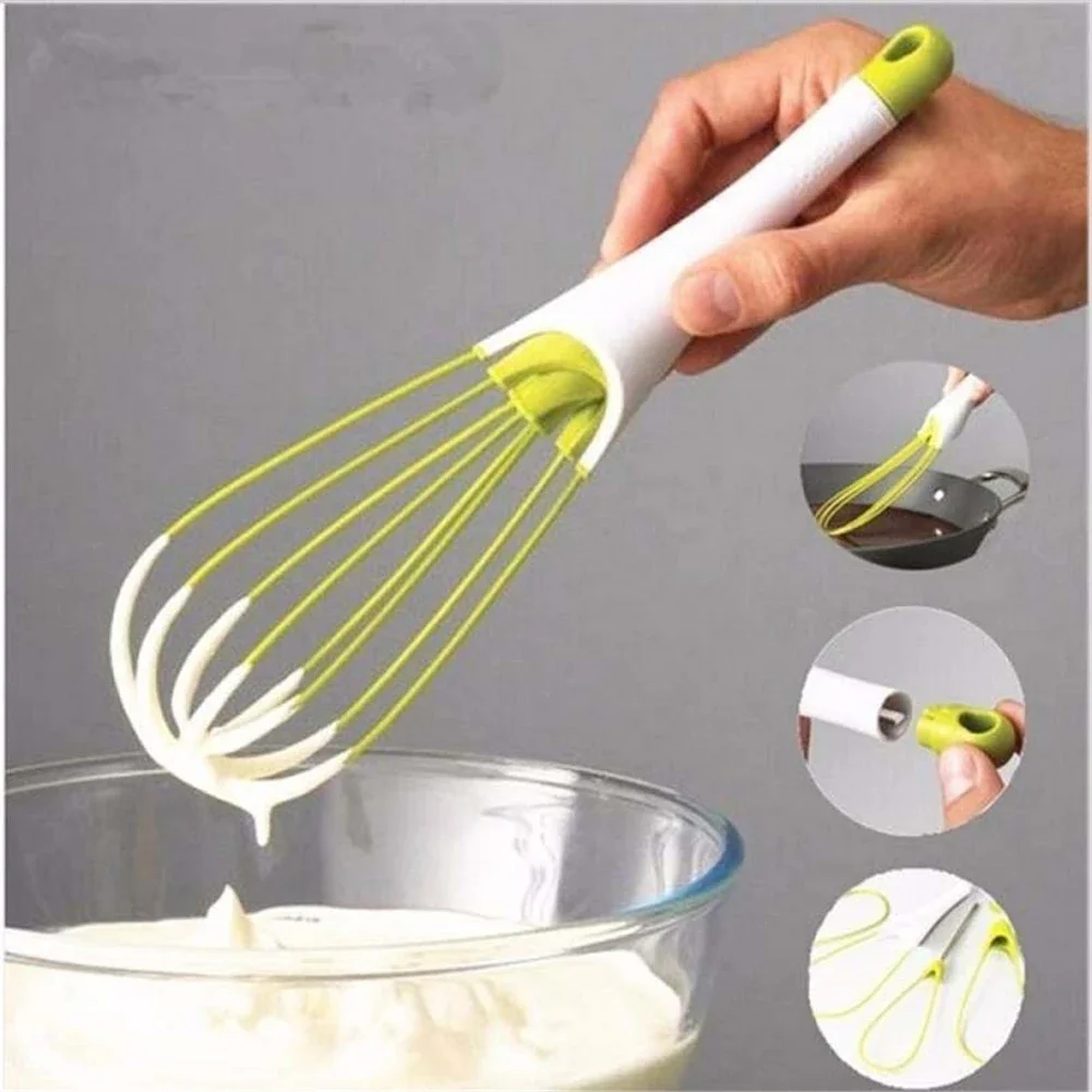 1PC Plastic Multifunctional Manual Rotating Egg Beater Dual-Use Plastic Folding Storage Mixer Baking Tool Kitchen Accessories