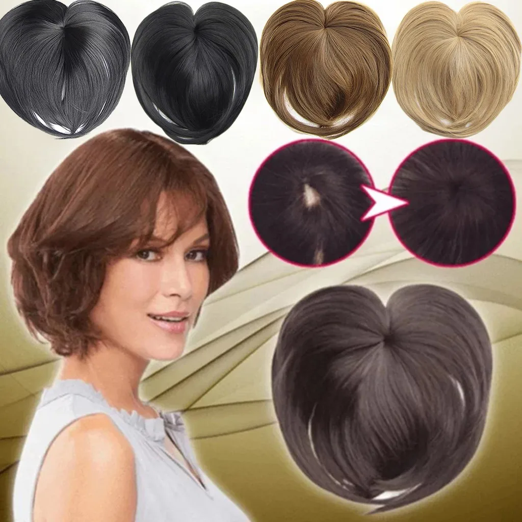 Human Hair Toppers for Women Clips in Human Hair Bangs Fringe Hairpieces Middle