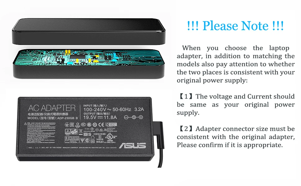19.5V 11.8A 230W 6.0*3.7mm ładowarka AC Notebook laptop adapter dla ASUS ROG GM501GS GX501 GX501V GX501VI GX501VI-XS75 moc — zdjęcie 3