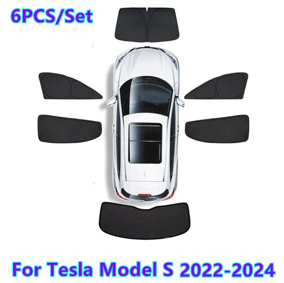 6X Windshield Side Window Sleep Privacy Camping Sunshade For Tesla Model S 22-24