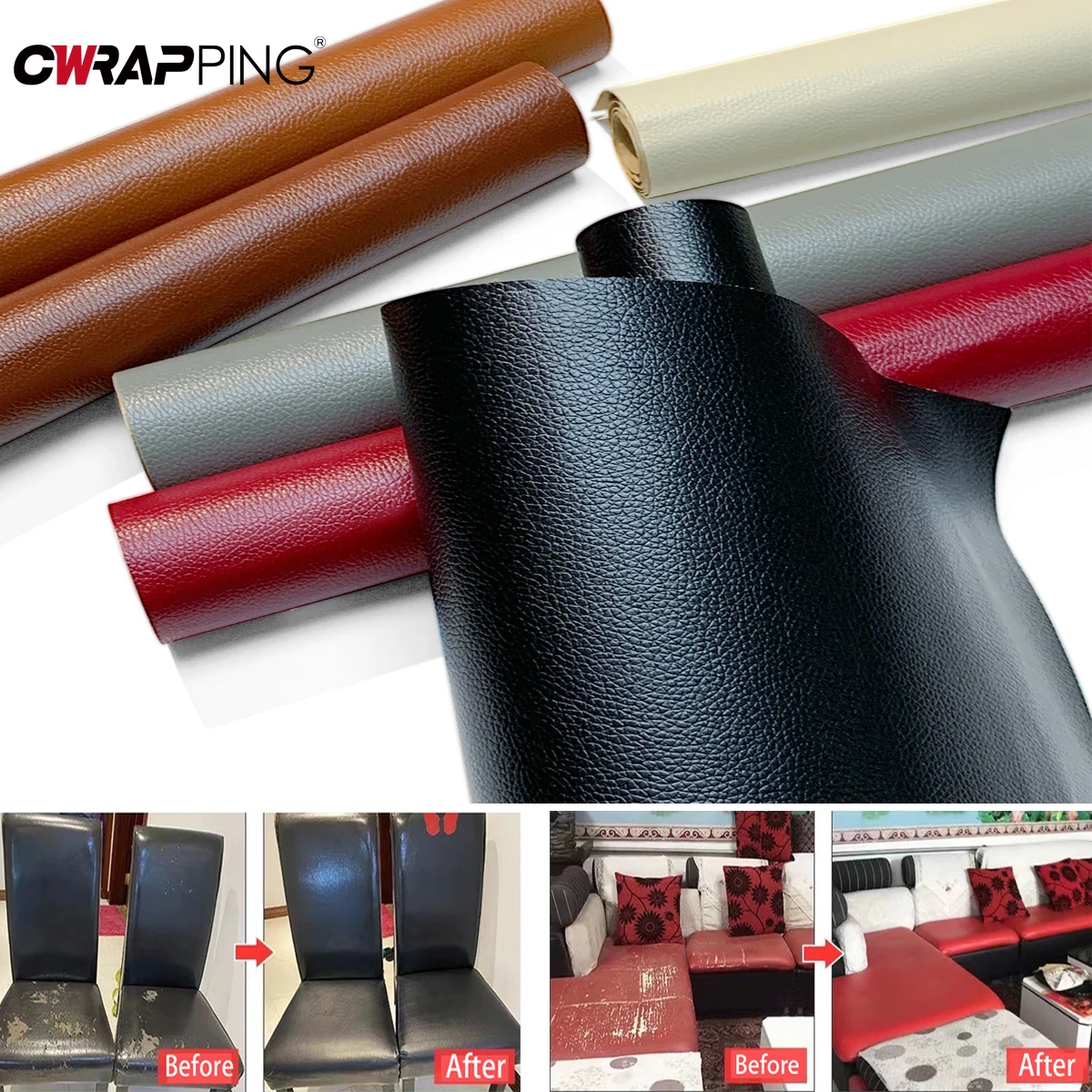 Parche de cuero autoadhesivo para reparación, pegatina adhesiva DIY impermeable, Material de tela para Interior de coche, rollo de reparación de cuero Pu