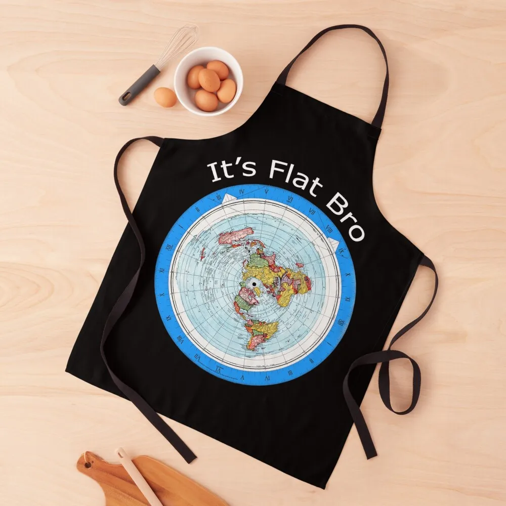 

It's Flat Bro - Flat Earth Map Apron Cleaning Products For Home barber uniform Apron