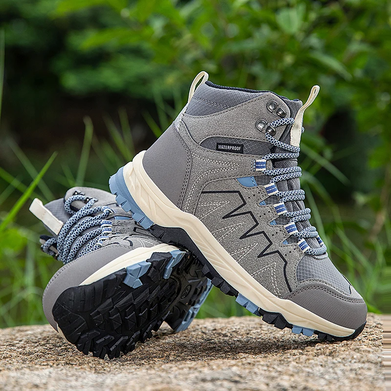 أحذية المشي لمسافات طويلة للرجال من جلد الغزال أحذية خارجية مقاومة للاهتراء للرجال والرحلات والمشي والصيد أحذية رياضية تكتيكية 37-42