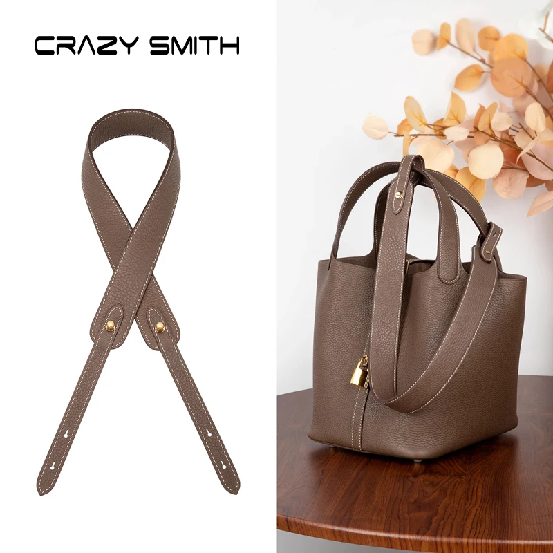 CRAZYSMITH Luxury Genuine Leather Bag Strap For Hermes Picotin Adjustable Shoulder Straps Replacement Handbag Bag Accessories