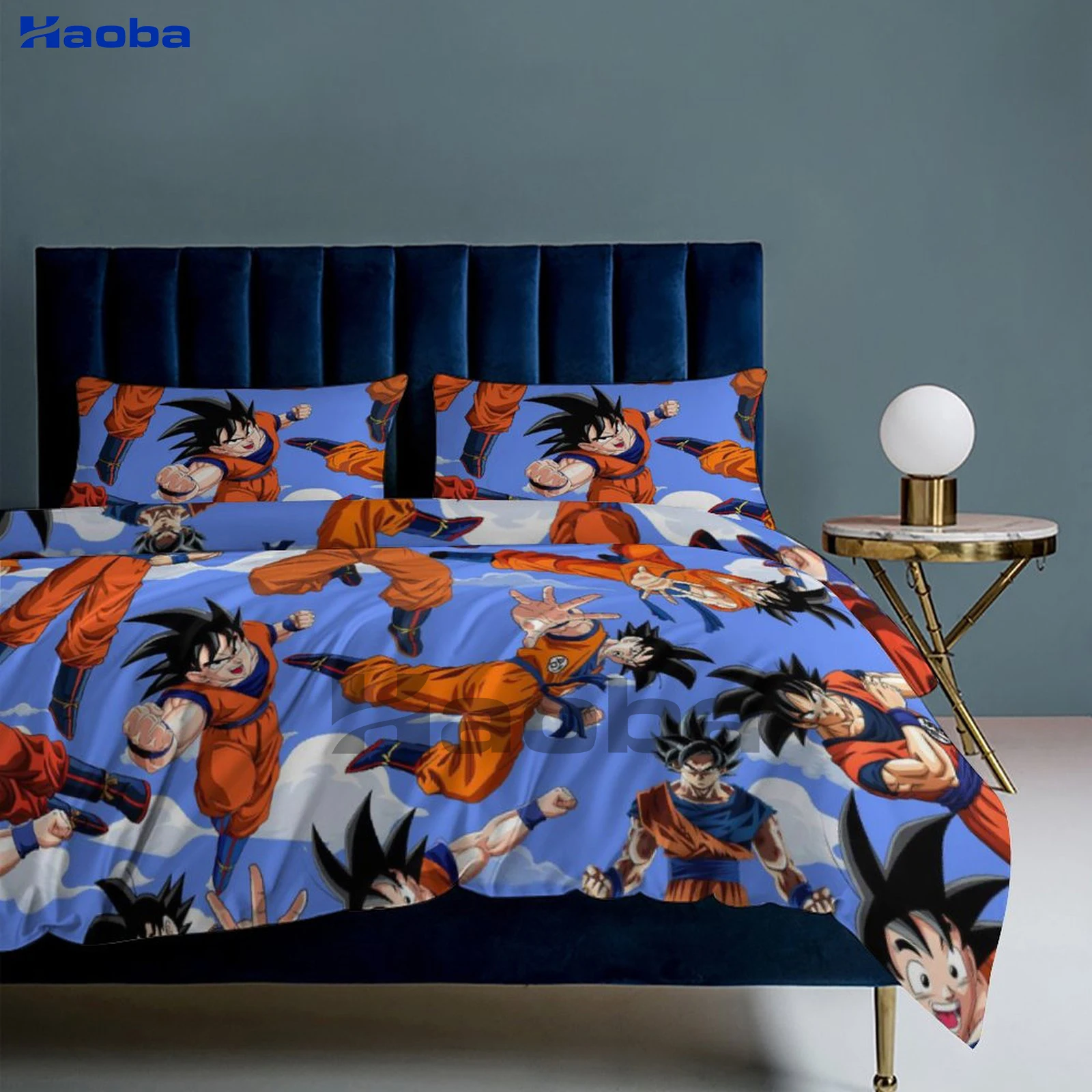 D-ragon Ball Goku Three Piece Bedding Set Children or Adults for Beds Quilt Covers Birthday Gifts for Women Men