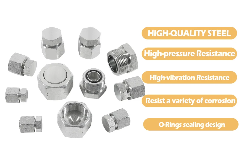 Produktbild von 10x 1/4" ORS / ORFS Kappe 9/16-18 – Hydraulik-Verschlusskappen Aus Stahl
