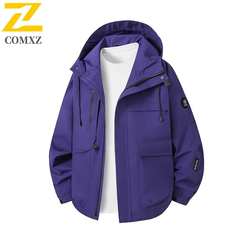 

COMXZ с капюшоном Chaqueta, многофункциональная водонепроницаемая ветрозащитная верхняя одежда для бега нахлыстом, рыбалки и охоты, мужская одежда, куртки